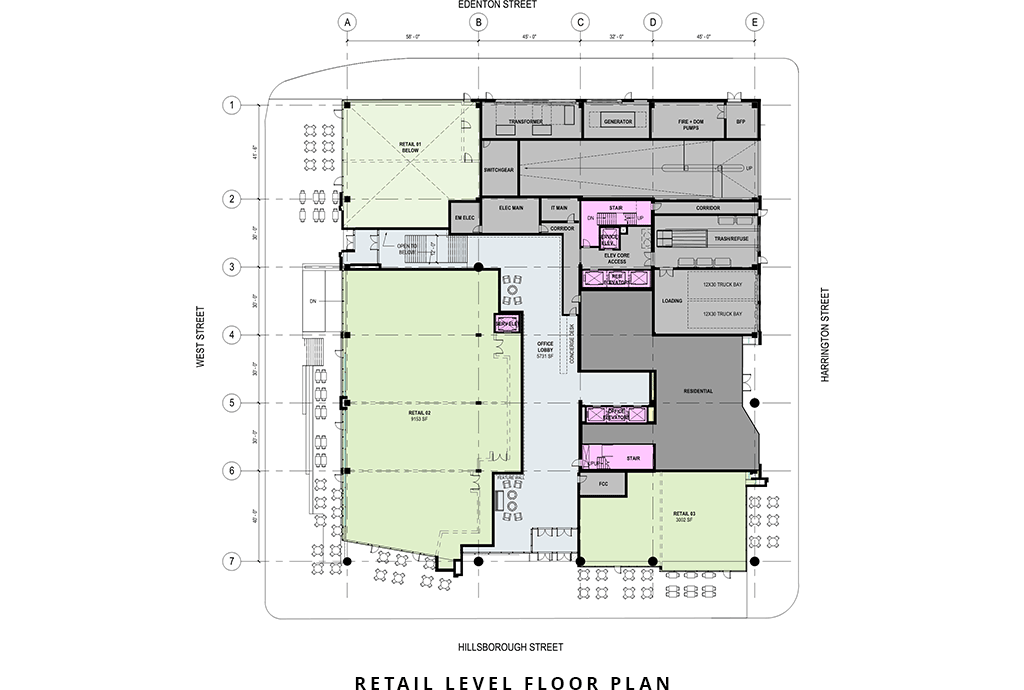 400H 1st floor blue prints showing which street each side faces