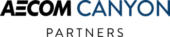 AECOM Canyon Partners Logo - Black And Blue Sans-serif Type