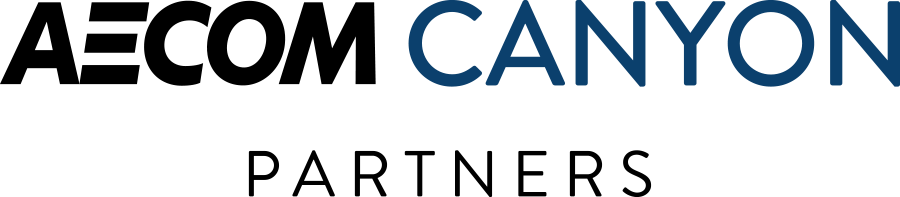 AECOM Canyon Partners Logo - Black and blue sans-serif type