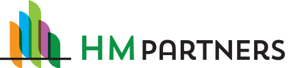 HM Partners Logo - Green and black sans-serif type with building icon illustration to left