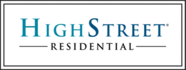 High Street Residential Logo - Black, Teal, And Blue Serif Type Inside Double Line Box
