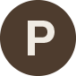 Brown circle with letter P inside